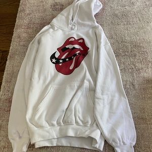 white lips with swoosh hoodie